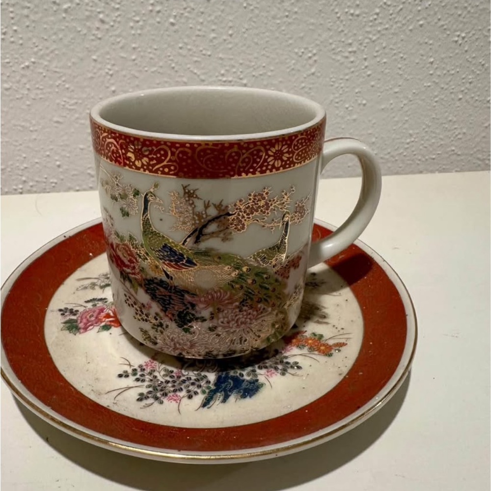 Vintage Satsuma coffee cup and saucer x1